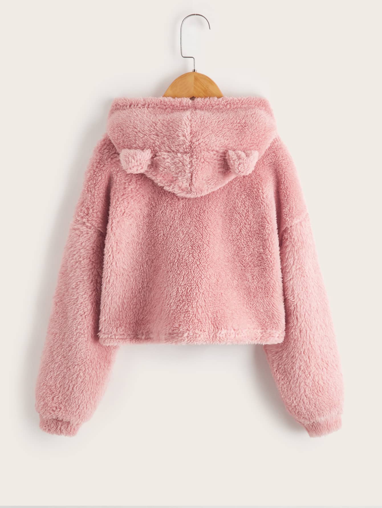 Tween Girl Solid Color Long Sleeve Sweatshirt With 3D Ear Design, In Fall/Winter