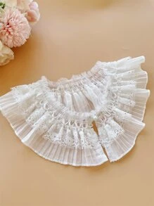 1 件女士 Sweet & Salty 多层蕾丝网眼假领带弹力配饰女士情人节 - 白色 - 查看 2