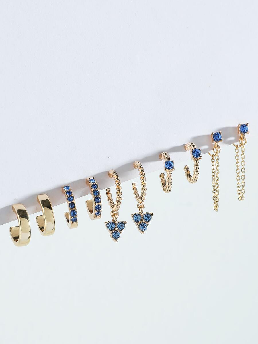 5pairs Rhinestone Decor Earrings - Multicolor - View 1