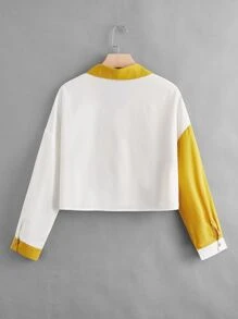 Plus Two Tone Patched Pocket Drop Shoulder Shirt - Multicolor - View 2