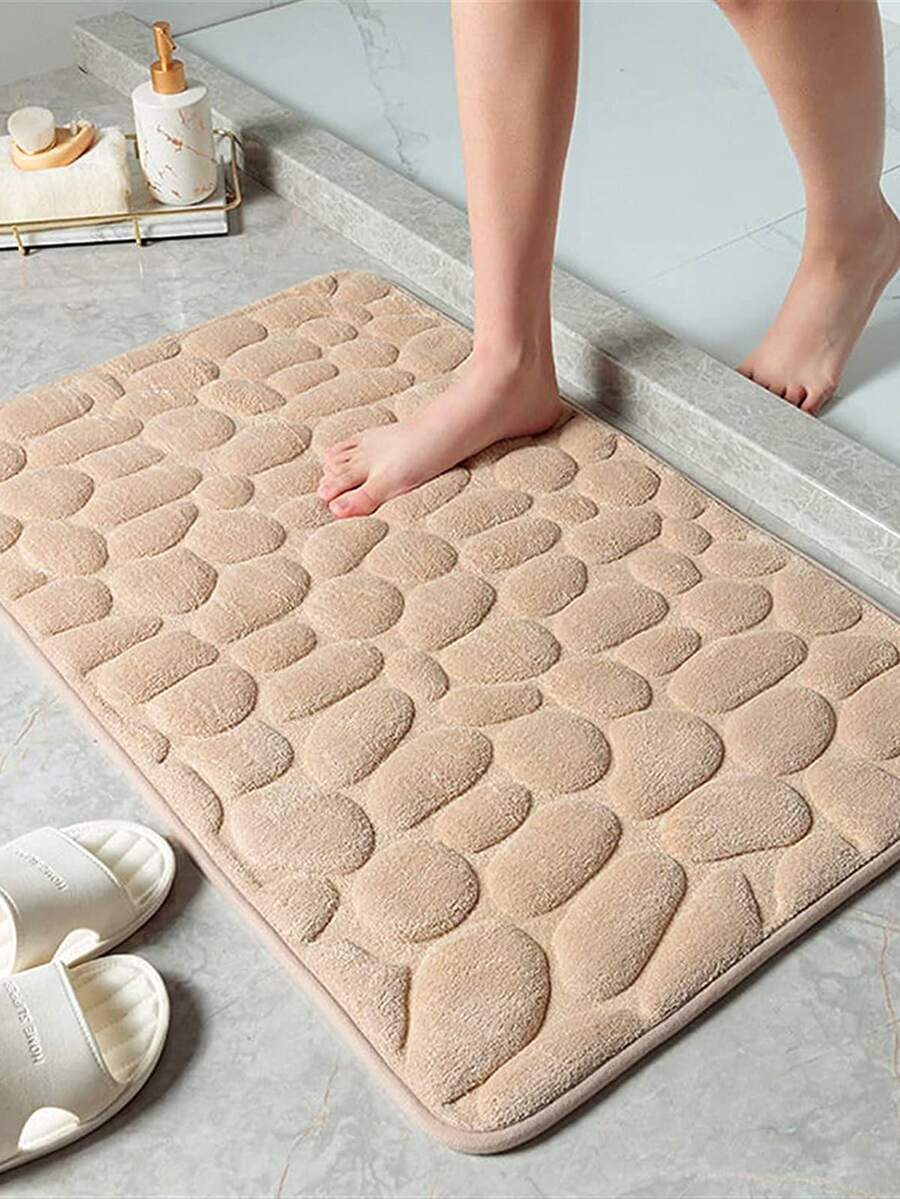 Plain Non-Slip Bath Rug Home Bathroom Decor Floor Carpet Outdoor Rug Door Mat Fall Decor Bathroom Accessories Back To School Entryway Decor - Khaki - View 1