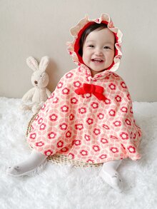 Peninsula Baby 嬰兒印花前蝴蝶結連帽斗篷外套 - 彩色 - 查看 1