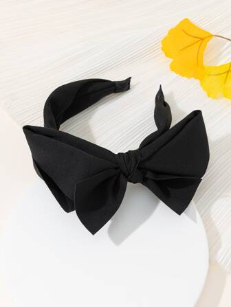 Sött 1st damtyg svart enfärgat twill hårband med dubbelt lager och sidobåge, elegant och trendigt för vardags- och skolkläder, lämplig för alla årstider, hårband, hårbåge pannband håraccessoarer huvudaccessoarer