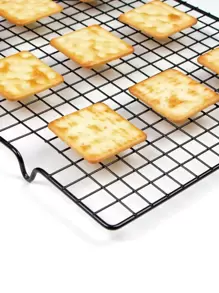 1pc Non-Stick Cooling Rack, Black Carbon Steel Thicken Grid Line Rack, For Baking Back To School