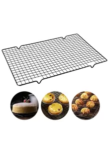1pc Non-Stick Cooling Rack, Black Carbon Steel Thicken Grid Line Rack, For Baking Back To School