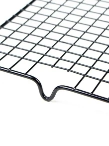 1pc Non-Stick Cooling Rack, Black Carbon Steel Thicken Grid Line Rack, For Baking Back To School