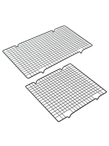1pc Non-Stick Cooling Rack, Black Carbon Steel Thicken Grid Line Rack, For Baking Back To School