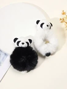 2入組熊貓裝飾髮圈，可愛風格 - 黑與白 - 查看 1