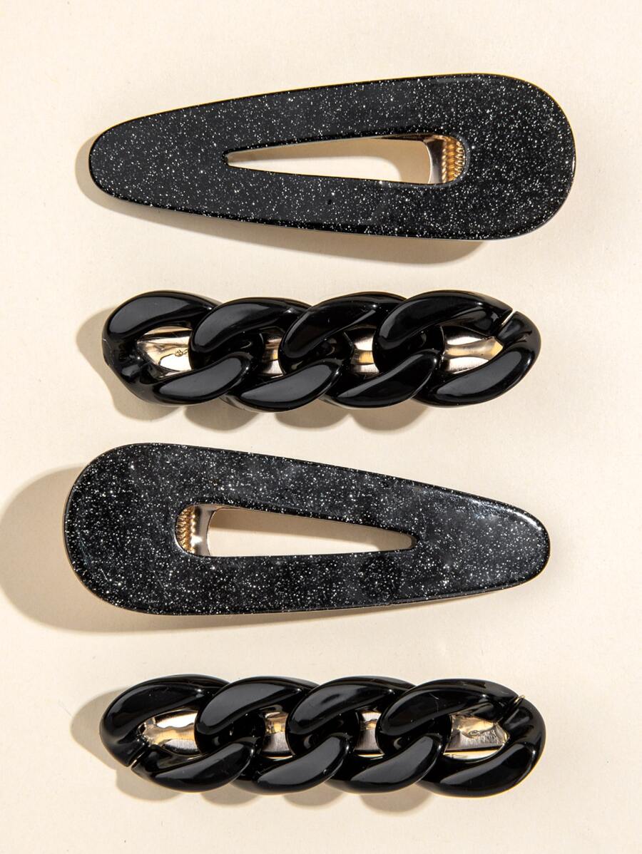 4pcs Chain Decor Hair Clip