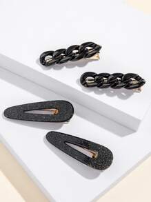 4pcs Chain Decor Hair Clip