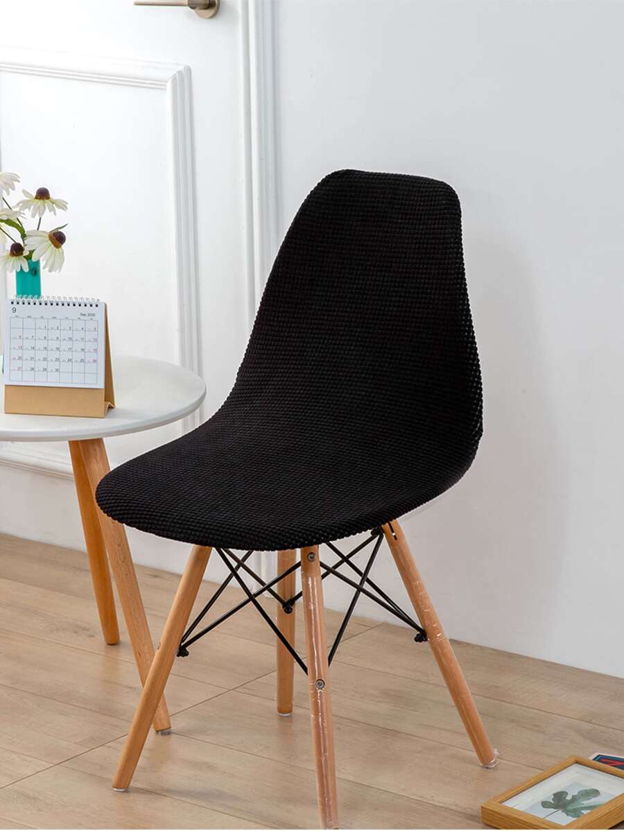 Plain Stretchy Chair Cover - Black - View 1