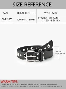 Street 1pc Fashion Women Accessories Eyelet Decor PU Buckle Belt Halloween - Black - View 4
