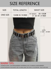 Faux Leather Curb Chain Hip Belt - Black - View 3