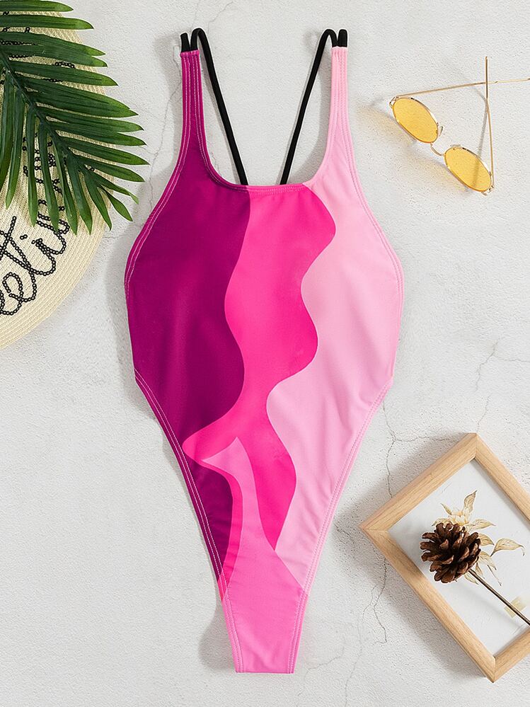 カラーブロック ワンピース水着 | SHEIN JAPAN