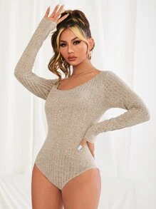 SHEIN BAE Damskie Body Prążkowana Dzianina Równy Codzienny