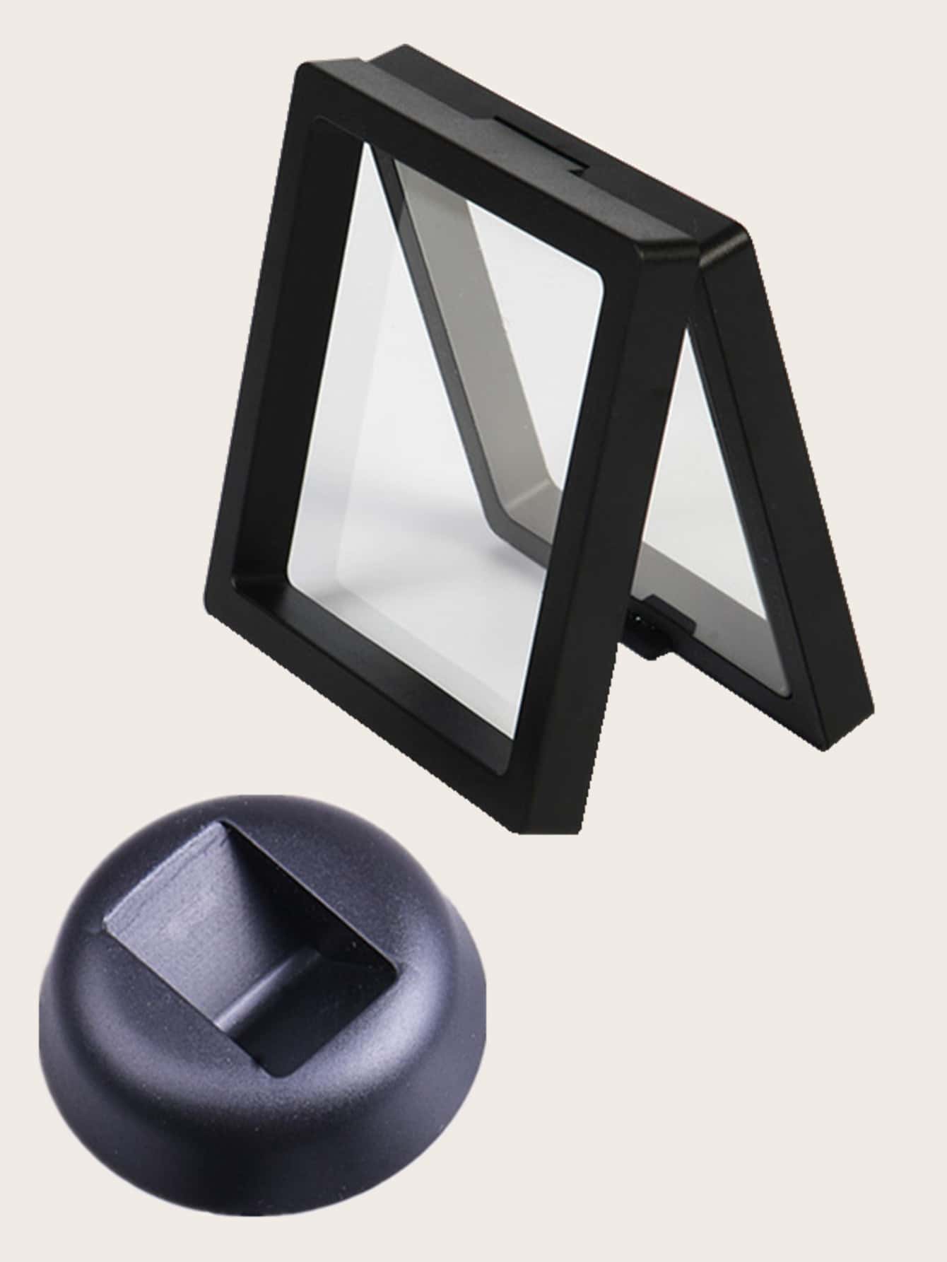 1套多色3D悬浮纪念币珠宝展示架、收藏品模型架、收纳盒 - 黑色 - 查看 2