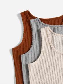 3pcs Waffle Knit Pyjama Set - Multicolor - View 5