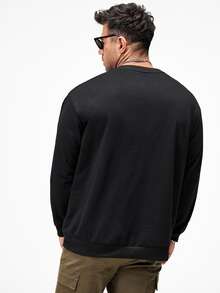 Manfinity Áo nỉ Nam Đắp vá Hoạt hình Giải trí - màu đen - Xem 2