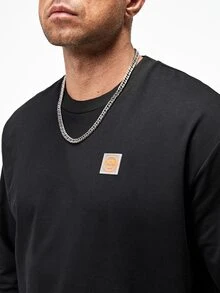 Manfinity Áo nỉ Nam Đắp vá Hoạt hình Giải trí - màu đen - Xem 3