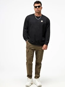 Manfinity Áo nỉ Nam Đắp vá Hoạt hình Giải trí - màu đen - Xem 4