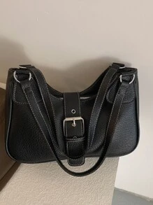 Pebble nổi Đồ trang trí khóa Cái túi , Hằng ngày Đi làm , Du lịch , Kỳ nghỉ , Đường phố Mua sắm , Đen Khâu từ tính , Dây kéo , Màu thuần Da giả Chất liệu Hai vai Dây đeo , Khóa thắt lưng - màu đen - Xem 1