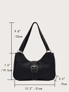 Pebble nổi Đồ trang trí khóa Cái túi , Hằng ngày Đi làm , Du lịch , Kỳ nghỉ , Đường phố Mua sắm , Đen Khâu từ tính , Dây kéo , Màu thuần Da giả Chất liệu Hai vai Dây đeo , Khóa thắt lưng - màu đen - Xem 5