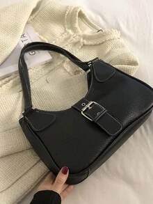 Pebble nổi Đồ trang trí khóa Cái túi , Hằng ngày Đi làm , Du lịch , Kỳ nghỉ , Đường phố Mua sắm , Đen Khâu từ tính , Dây kéo , Màu thuần Da giả Chất liệu Hai vai Dây đeo , Khóa thắt lưng - màu đen - Xem 7