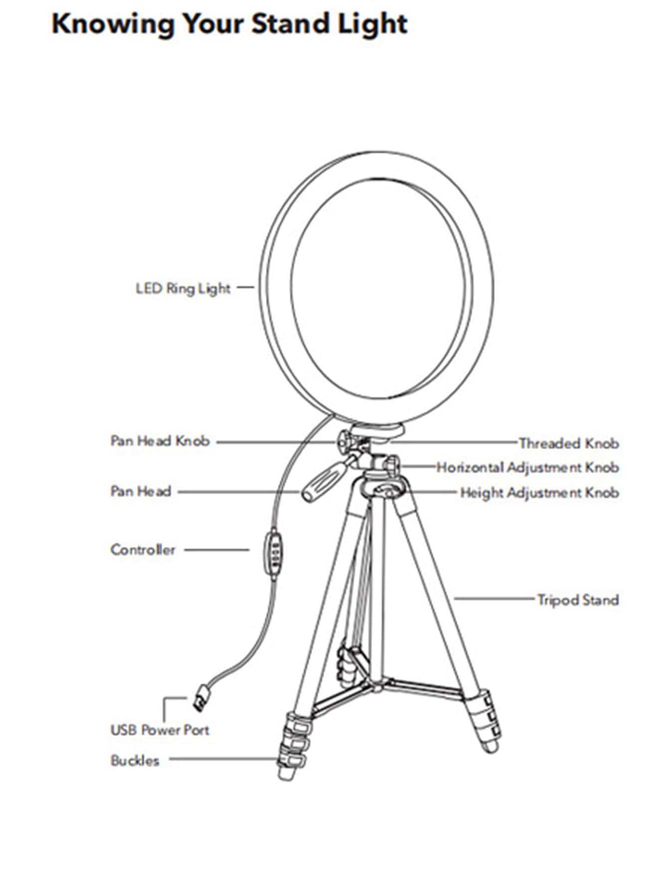 Luz de aro selfi 13 pulgadas con Soporte trípode - Negro - Añade 4