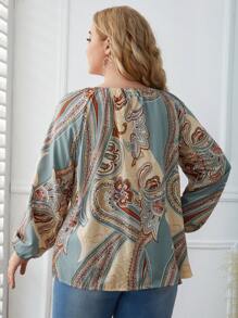 EMERY ROSE Plus Floral Print Bishop Sleeve Blouse - Multicolor - View 2