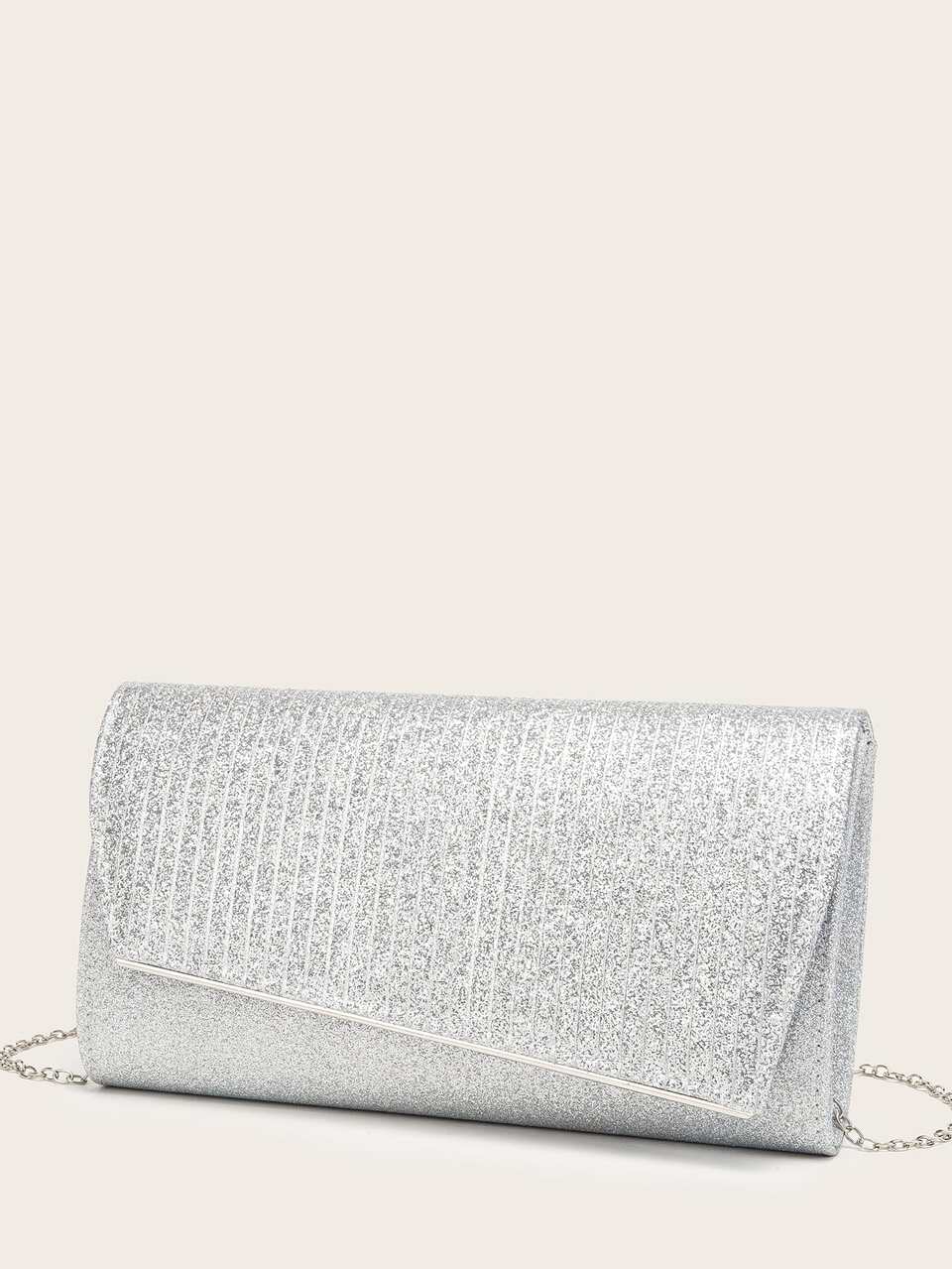 Glitter Flap Chain Square Bag
