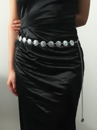 金属圆形腰链，适合连衣裙装饰、派对腰带、波西米亚风万圣节夏季、学校秋季、万圣节