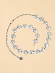 Metallic Circular Waist Chain, Suitable For Dress Decoration, Party Belt Boho Halloween Summer, School Fall, Autumn, Halloween - Silver - View 2