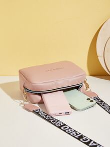 Túi Crossbody Nữ Lá thư Có thể điều chỉnh được Đúng mốt - Hồng - Xem 4