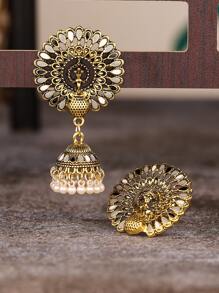 1 đôi bông tai và 1 chiếc nhẫn dành cho phụ nữ đeo hàng ngày - Vàng - Xem 4