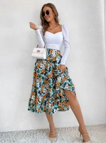 Chiquease Allover Floral Print Flare Skirt - Multicolor - View 3