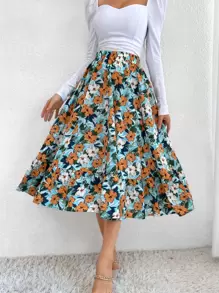 Chiquease Allover Floral Print Flare Skirt - Multicolor - View 4