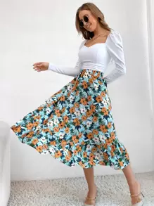 Chiquease Allover Floral Print Flare Skirt - Multicolor - View 5