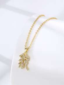 Vòng cổ mặt dây chuyền chữ rhinestone - Vàng - Xem 1