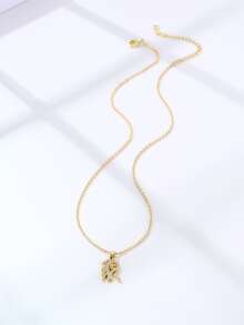 Vòng cổ mặt dây chuyền chữ rhinestone - Vàng - Xem 2