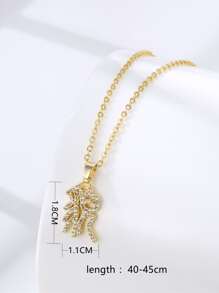Vòng cổ mặt dây chuyền chữ rhinestone - Vàng - Xem 3