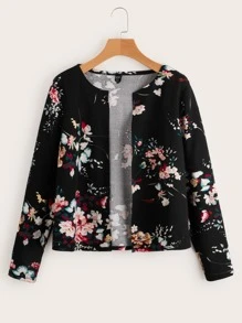 EMERY ROSE Floral Print Open Front Jacket In Fall/Winter - Multicolor - View 1