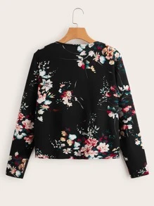 EMERY ROSE Floral Print Open Front Jacket In Fall/Winter - Multicolor - View 2