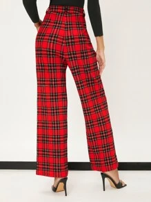 SHEIN 格子呢圖案闊腿褲 - 彩色 - 查看 2