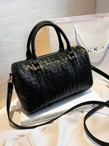 Bolso boston con diseño trenzado - Negro - Ver 7