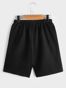 SHEIN Quần Short Trai Dây kéo Túi Khối Màu Lá thư Thể thao - Nhiều màu - Xem 2