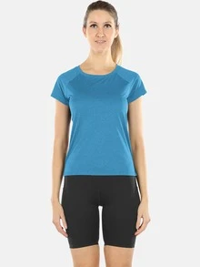 icyzone Camiseta deportiva absorbe el sudor transpirable con abertura trasera - Azul - Ver 4