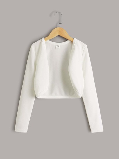 SHEIN Tween Girl Casual Solid Color Long Sleeve Open Front Jacket,In Fall/Winter