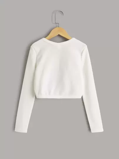 SHEIN Tween Girl Casual Solid Color Long Sleeve Open Front Jacket,In Fall/Winter
