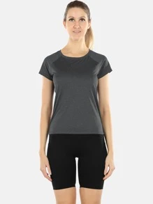 icyzone Áo Tees & Tanks  Thể thao Nữ Cắt ra Chia Đồ họa - Màu xám đen - Xem 5