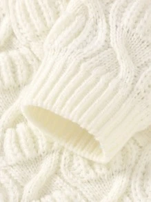 女嬰純色針織連身褲 - 米色 - 查看 3